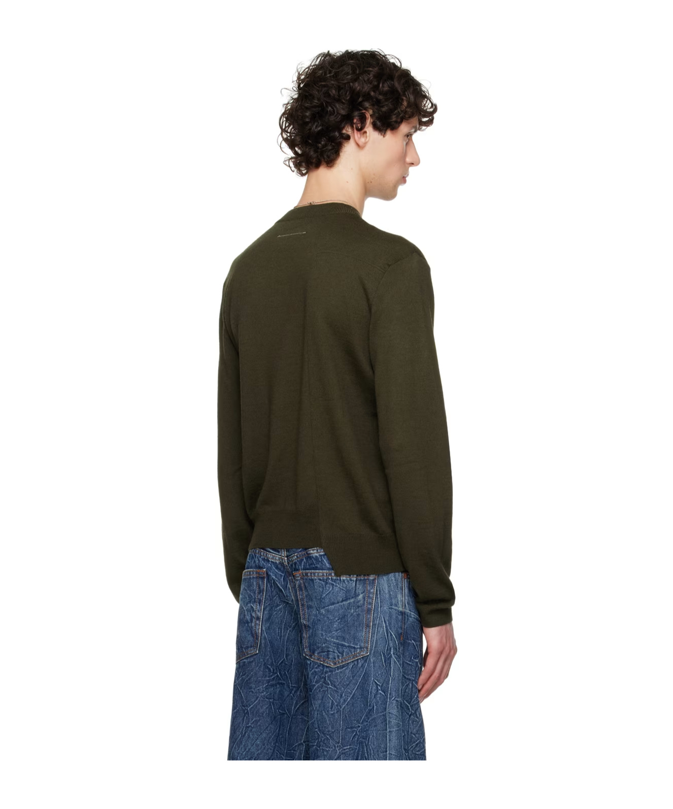 Mm6 Maison Margiela Wool-blend Patchwork Jumper In Green