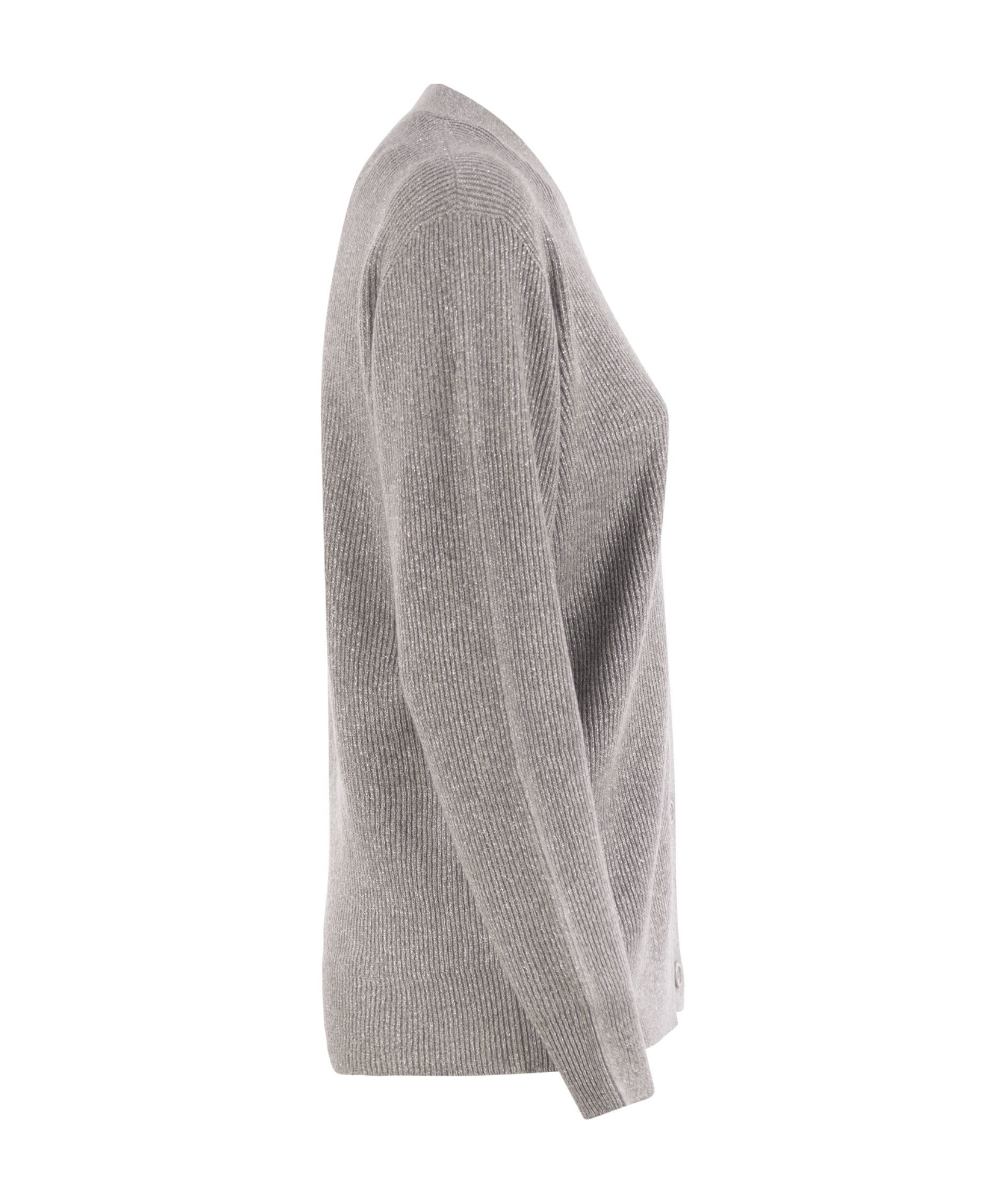 Fabiana Filippi English Ribbed Cardigan In Gray