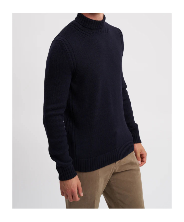 Dondup High Ribbed Turtleneck Black Wool Sweater In Black