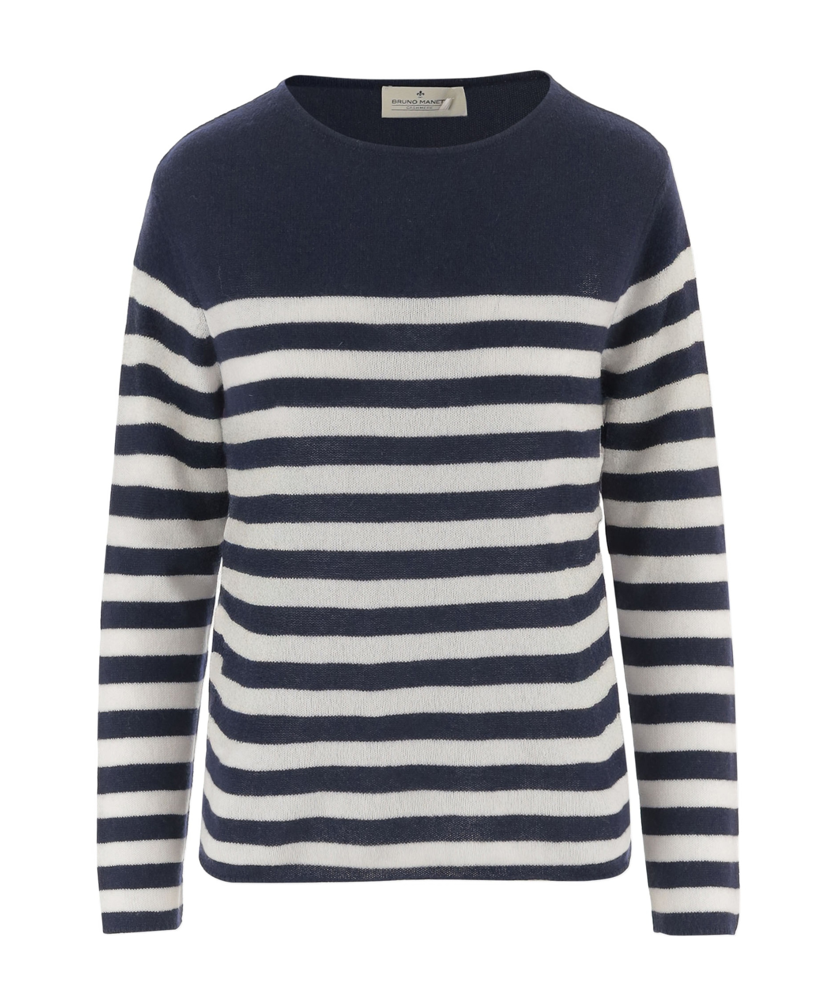 Bruno Manetti Crew-neck Striped Sweater In Blue