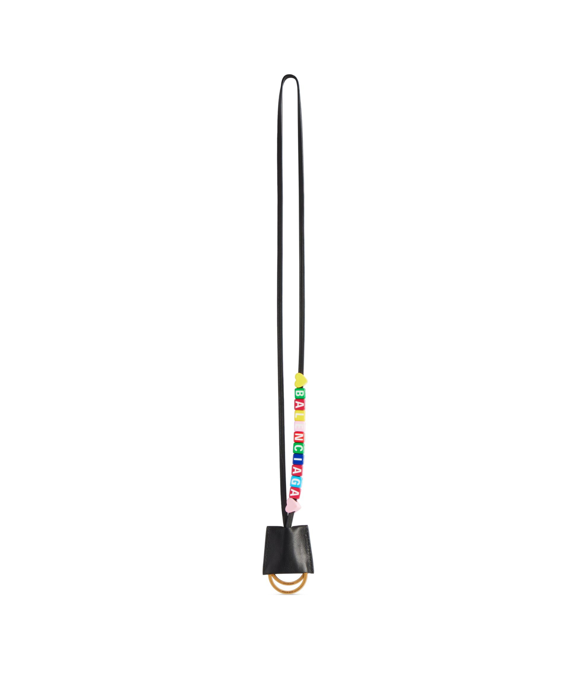 Balenciaga Multicolored Beaded Keychain In Black