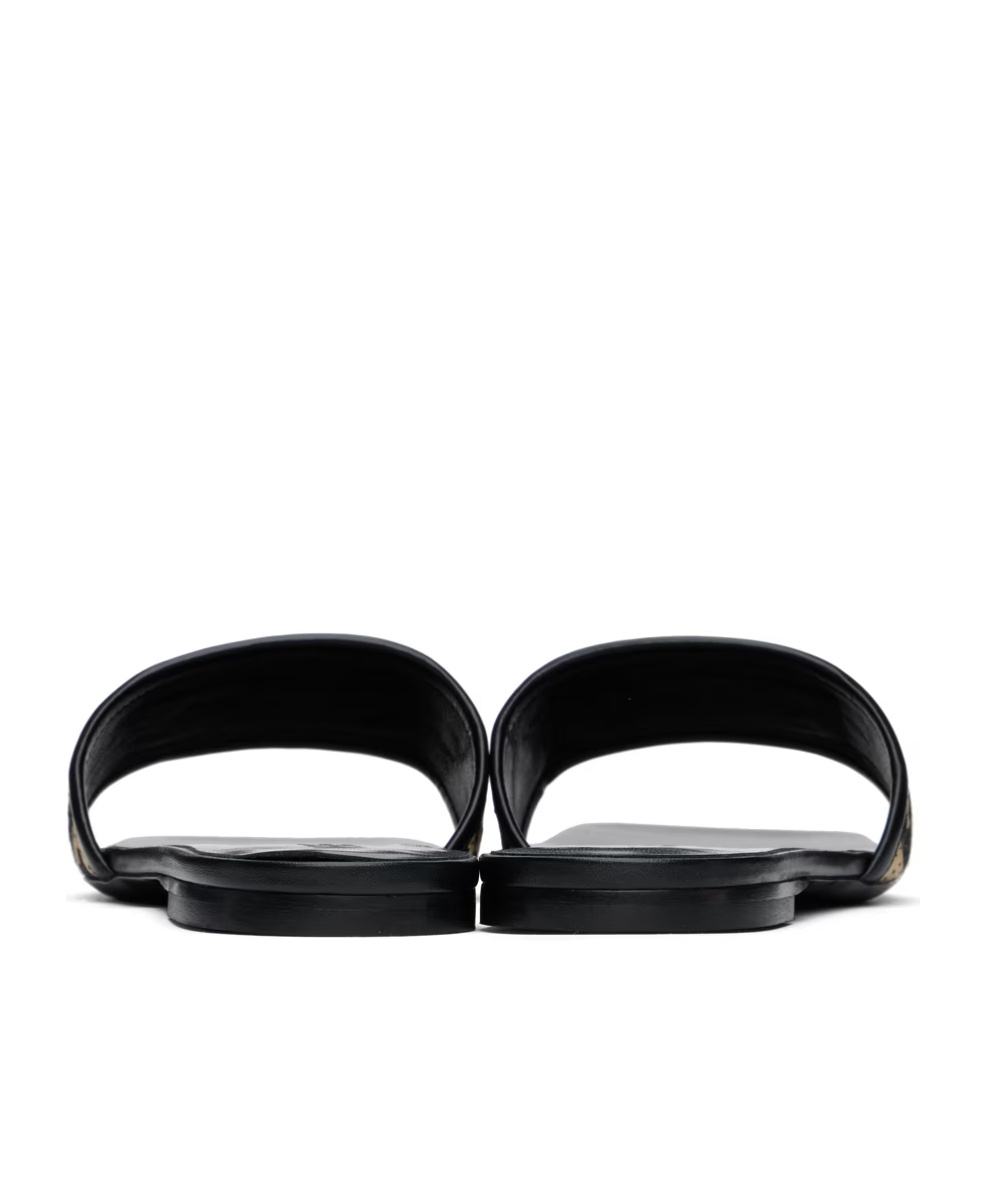 Versace Black Logo Patch Slides In Black