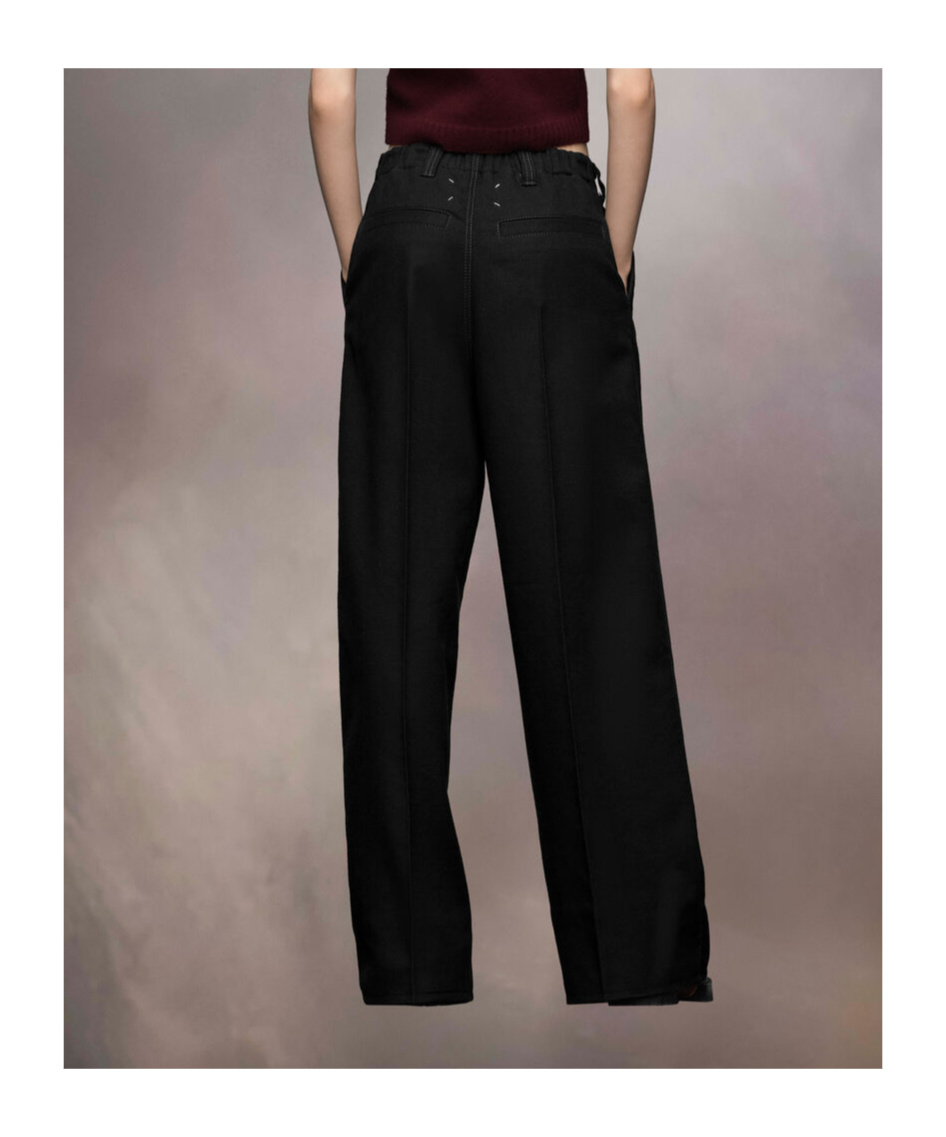 Maison Margiela Pleated Wool Trousers Woman Black In Black