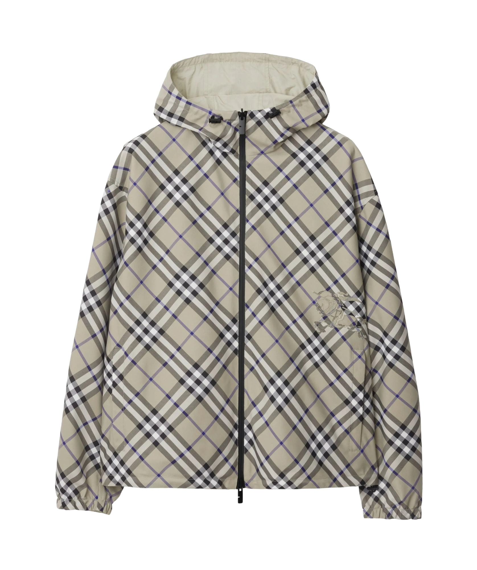 Burberry Checked Reversible Hooded Jacket In Gray