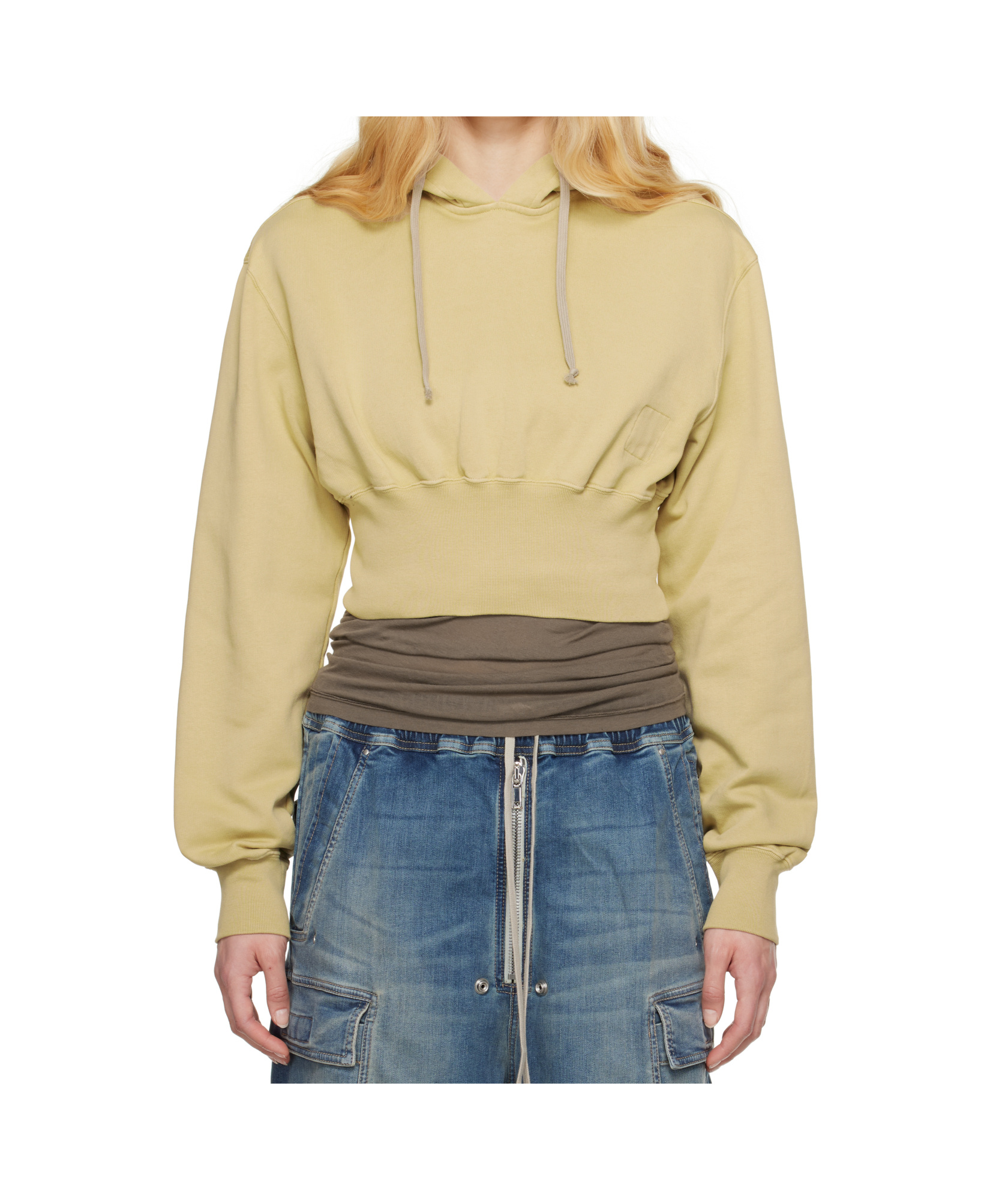 Rick Owens Drkshdw Beige Hollywood Tatlin Hoodie In Nude