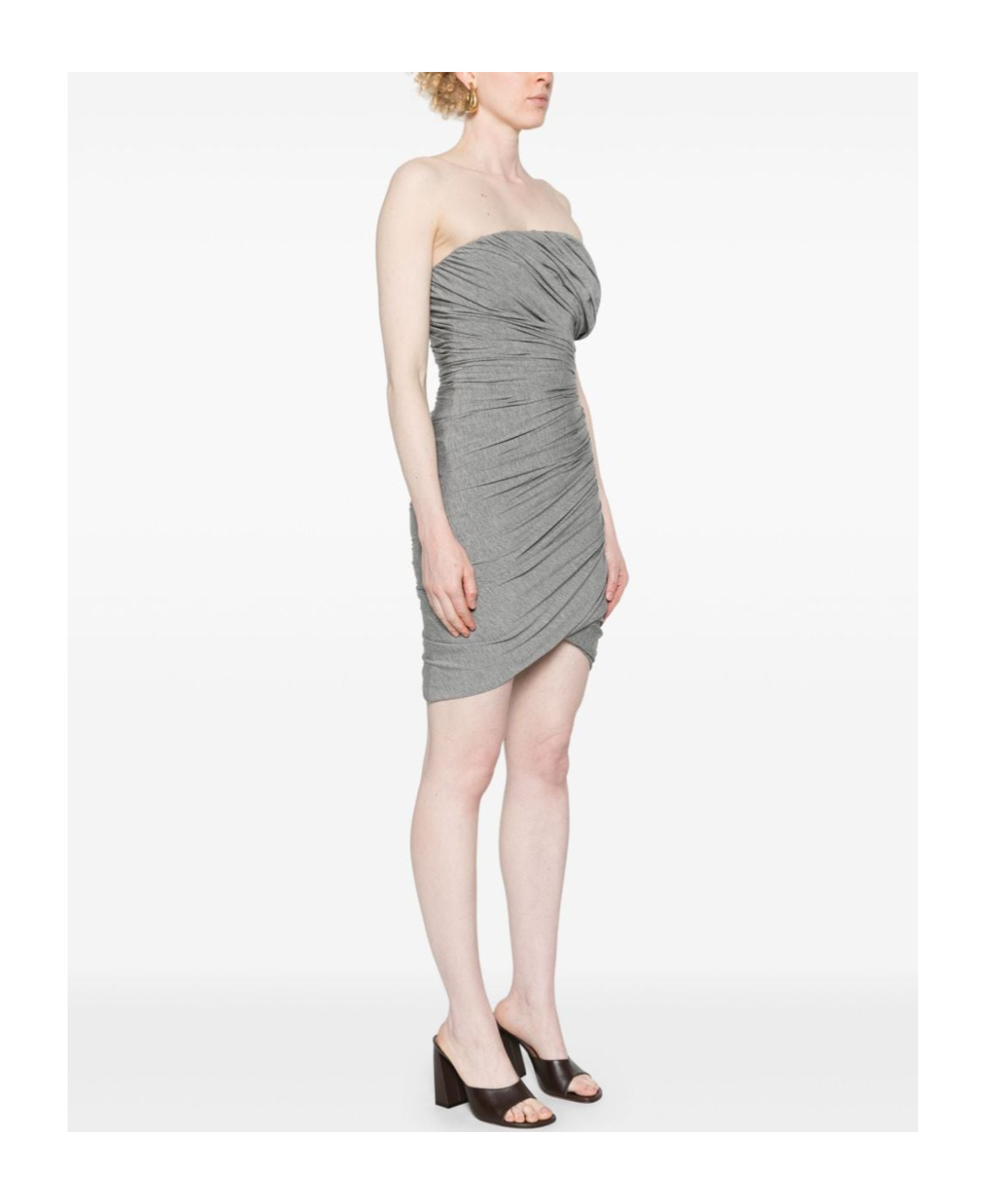 Attico Draped Bustier Mini Dress In Gray