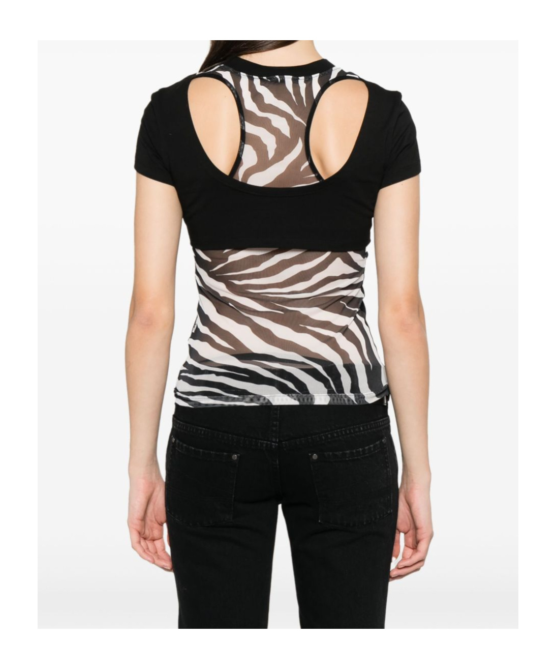 Versace Jeans Crystal Zebra T-shirt In Black