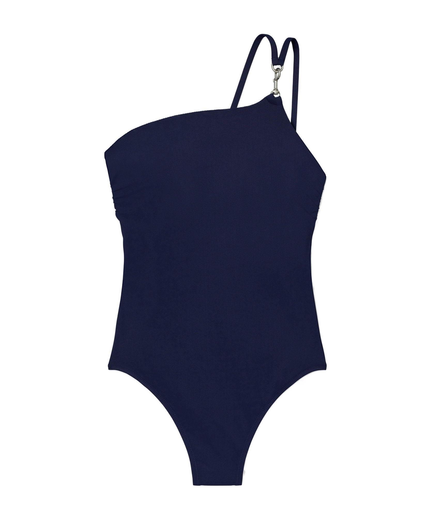 Tory Burch Blue One-shoulder Swimsuit With U-neck On The Back In Tech Fabric Woman In Black