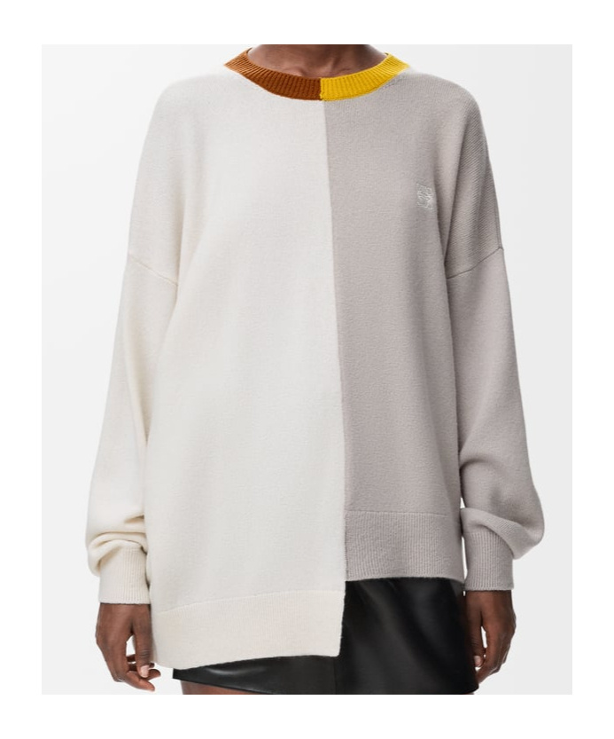 Loewe Colour-block Asymmetric Sweater In Black