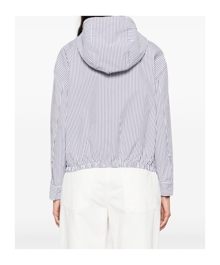 Prada Striped Poplin Blouson Jacket In White