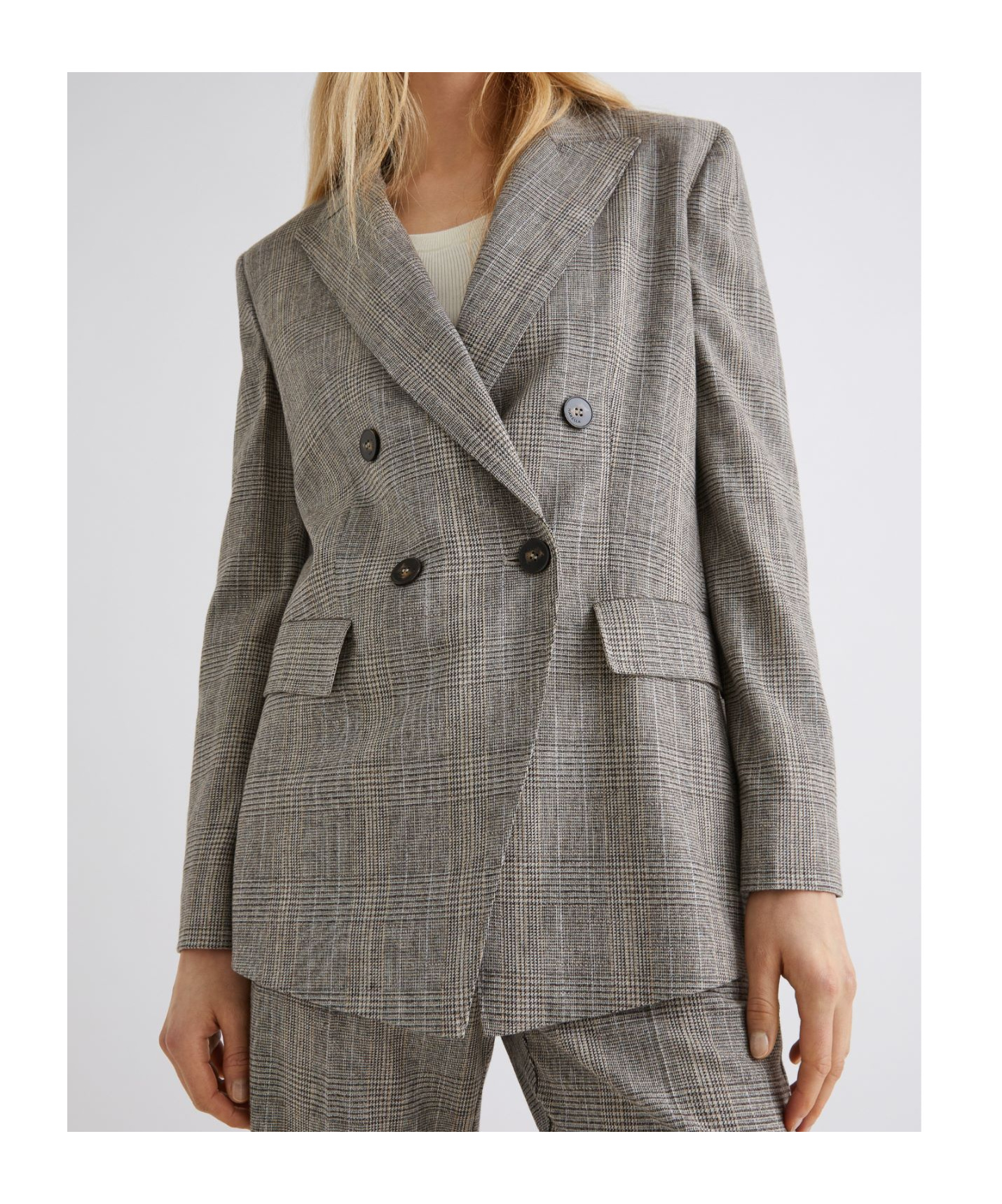 Marella Flowing Double-breasted Blazer In Gray