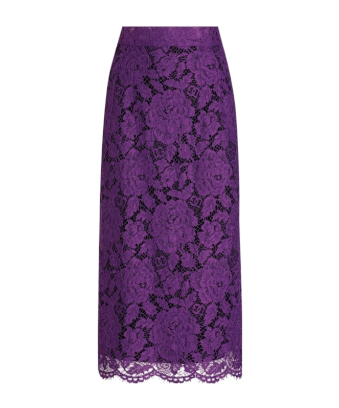 Dolce & Gabbana Lace-detailing Midi Skirt In Purple