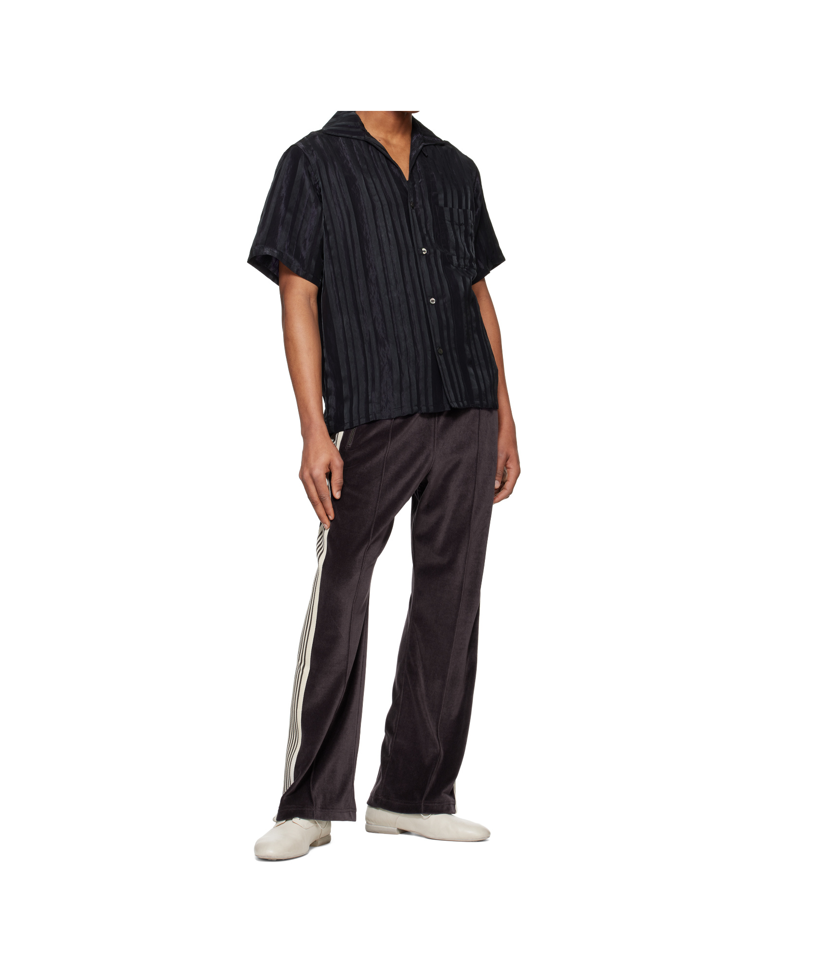 Needles Short-sleeved Circular Print Shirt In Black/purple