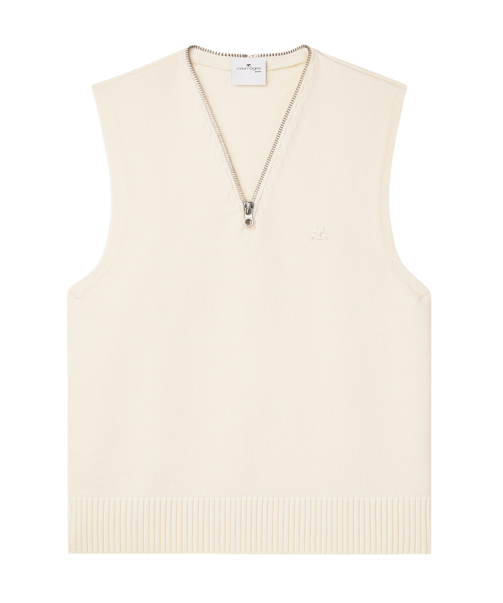 Courrèges Zipped V-neck Vest In White