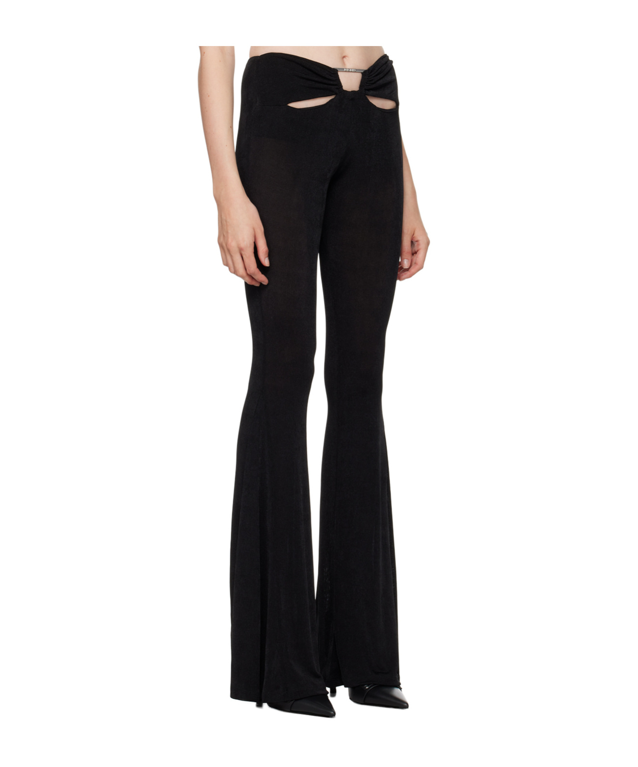 Misbhv Black Cutout Flared Trousers In Black