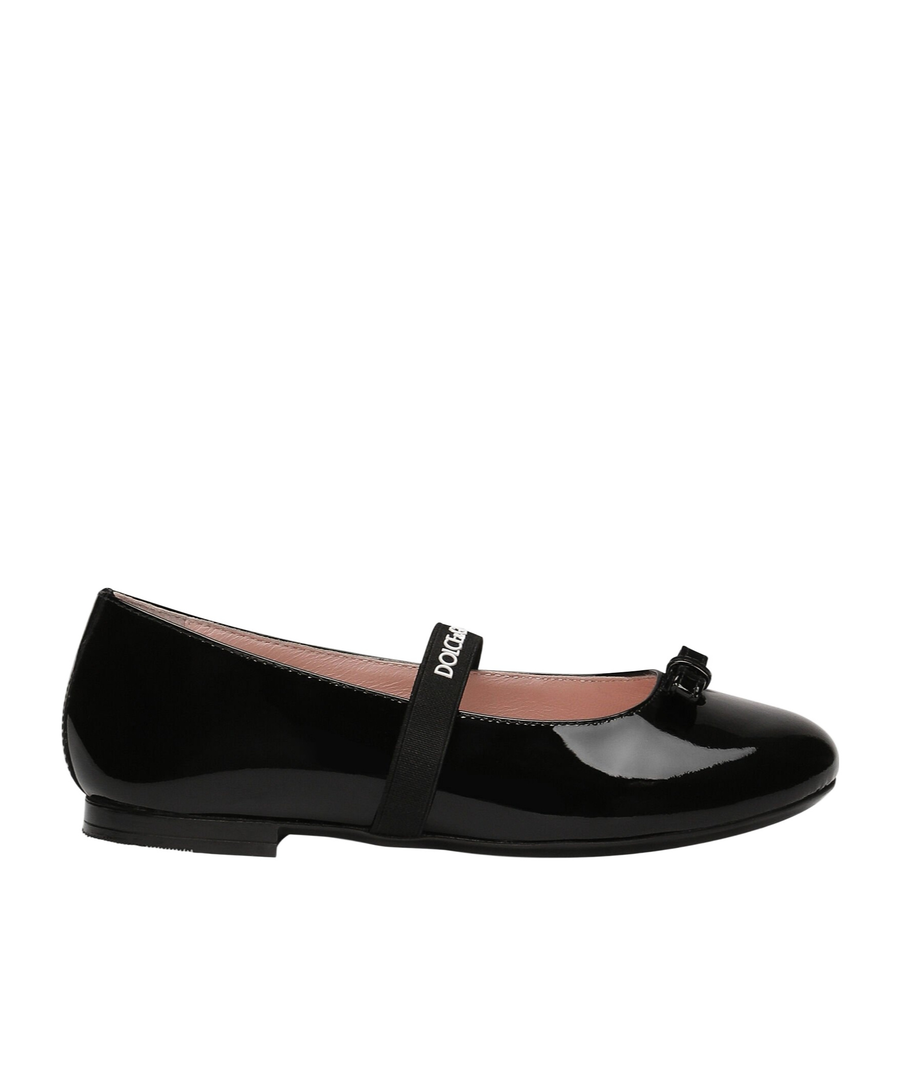 Dolce & Gabbana Logo-strap Bow Ballerina Shoes In Black