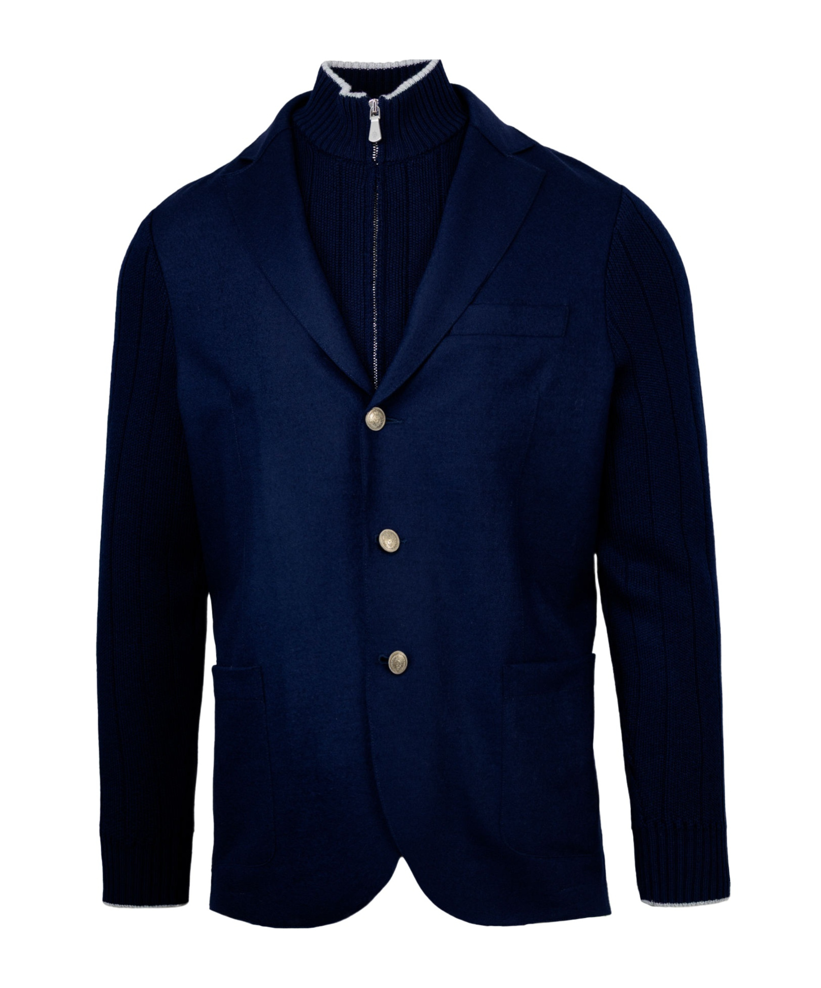 Eleventy Blue Jacket With Bib Detail In Blue