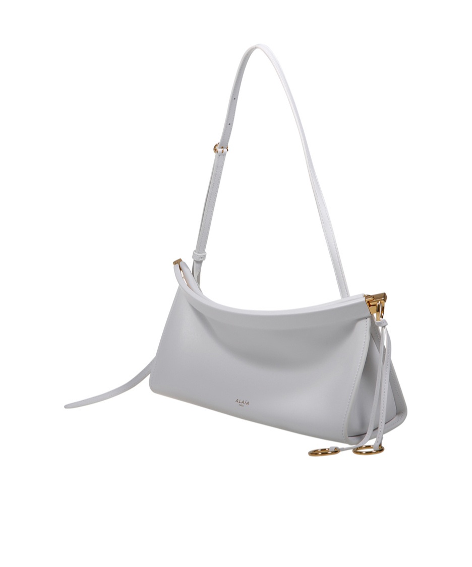 Shop Alaïa Le Click East West Medium Bag In Leather In Gray