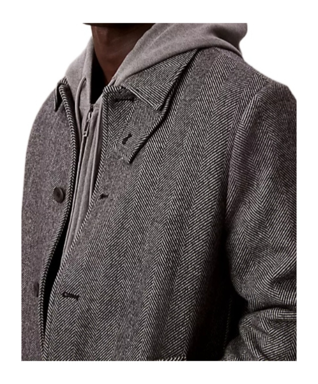 Calvin Klein Single-breasted Herringbone Coat In Gray