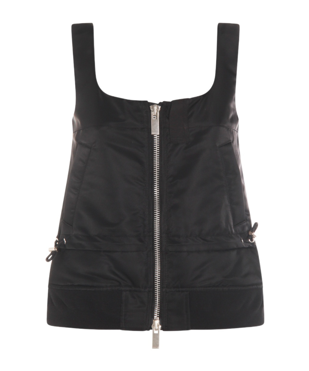 Sacai Zipped Sleeveless Top In Black