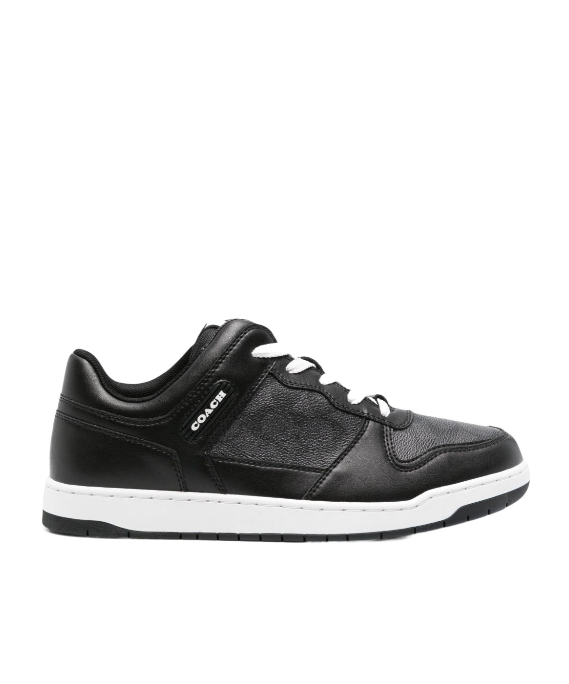 Coach Logo-debossed Panelled Leather Sneakers In Black