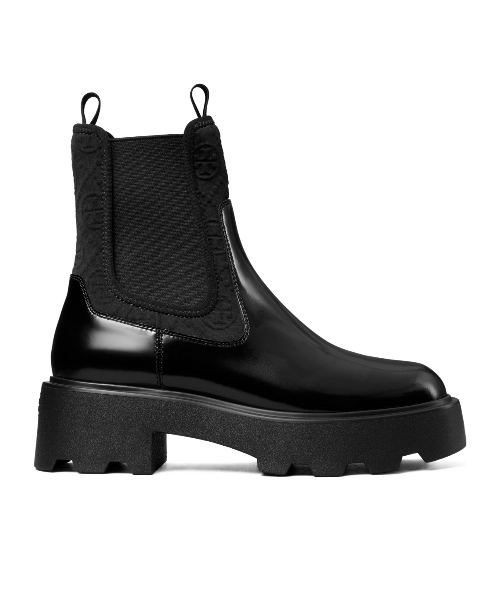 Tory Burch Black Leather And Fabric Chelsea Ankle Boots In Black