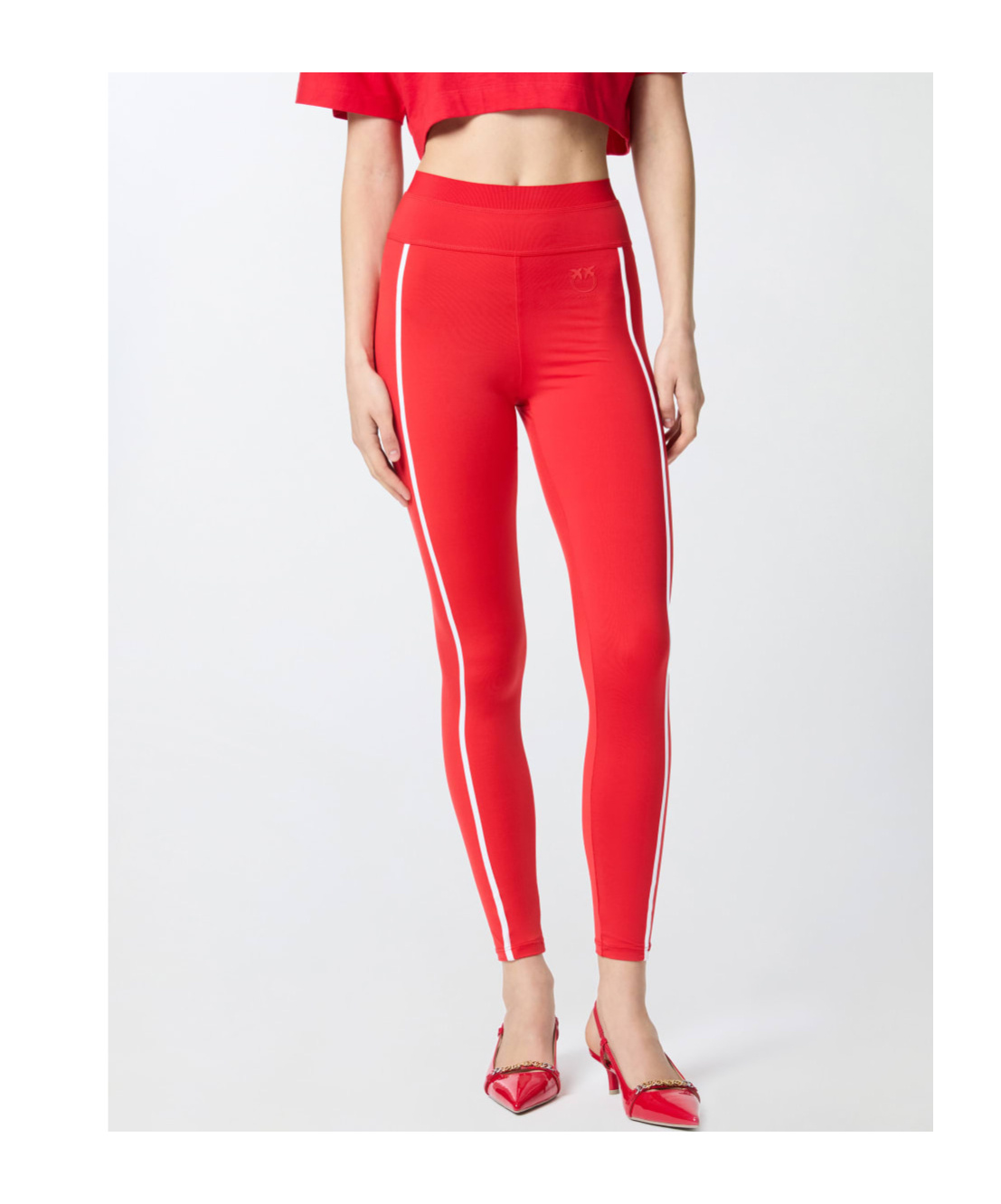 Pinko Side-striped Slim-fit Leggings In Red