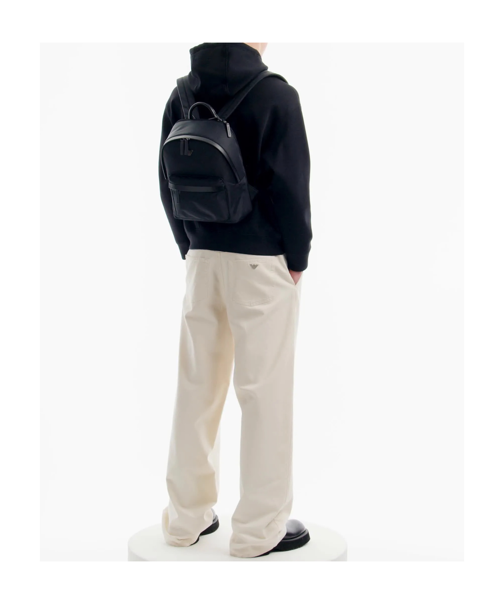 Emporio Armani Black Logo Print Hoodie In Black
