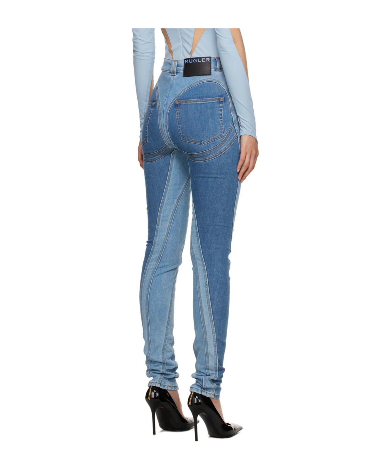 Mugler Blue Spiral Jeans In Blue