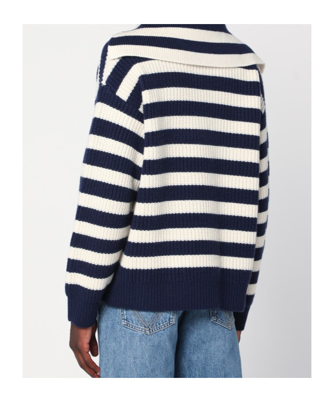 Bottega Veneta White/blue Striped Wool-blend Sweater In Blue