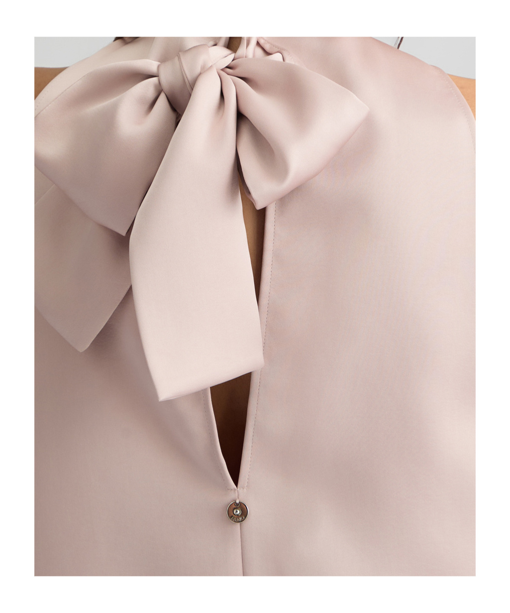 Liu •jo Liu Jo Pink Satin Top With A Bow