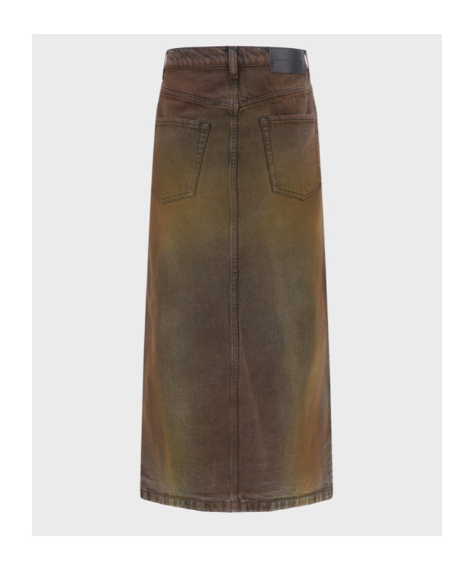 Shop Pinko Denim Midi Skirt In Brown