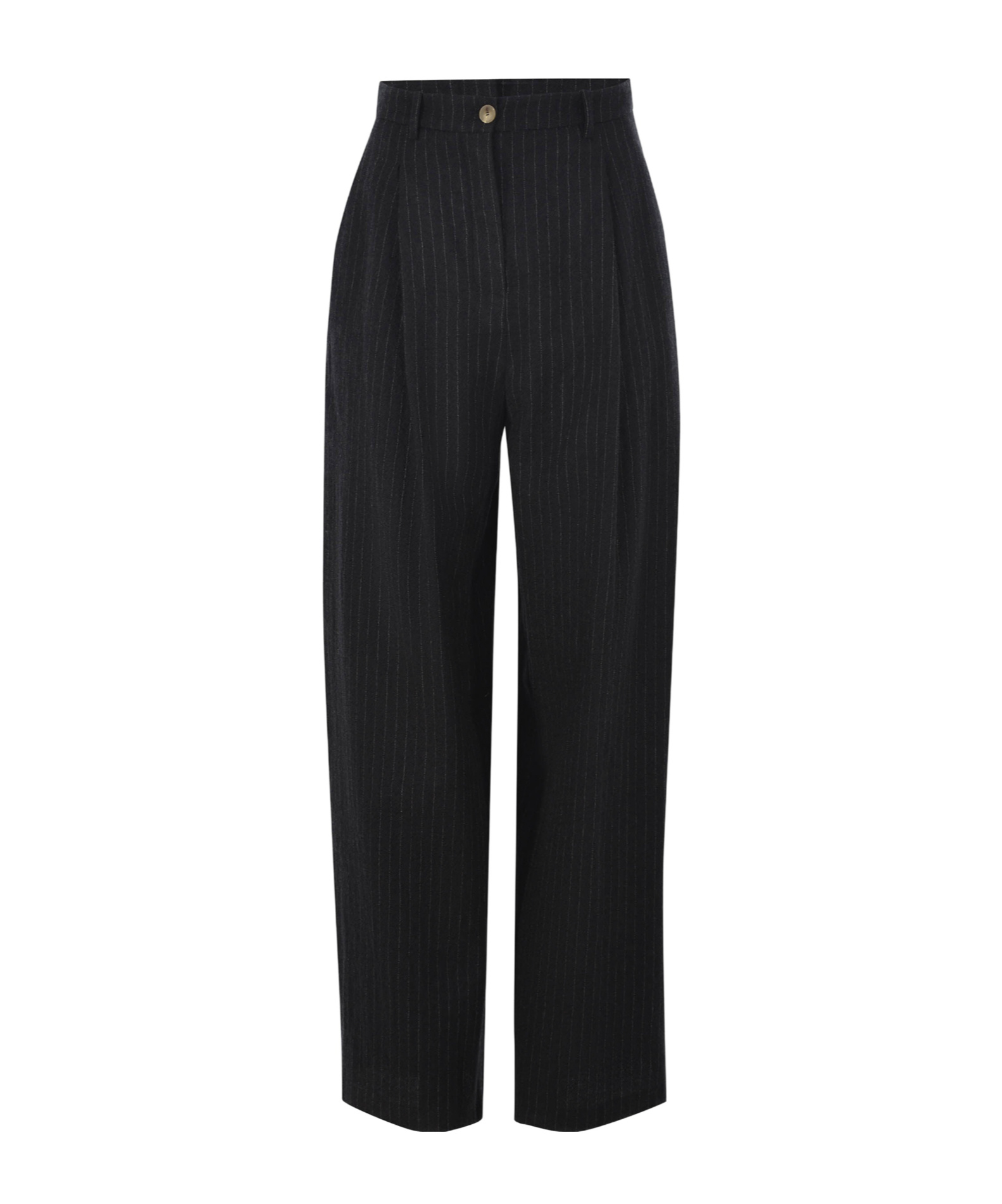 Alysi Striped Wide Leg Trousers In Black