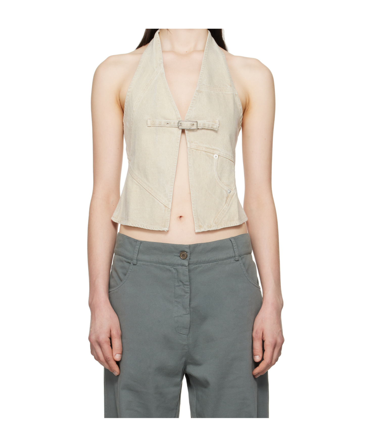 Gimaguas Ssense Exclusive Beige Beverly Denim Tank Top In Neutral