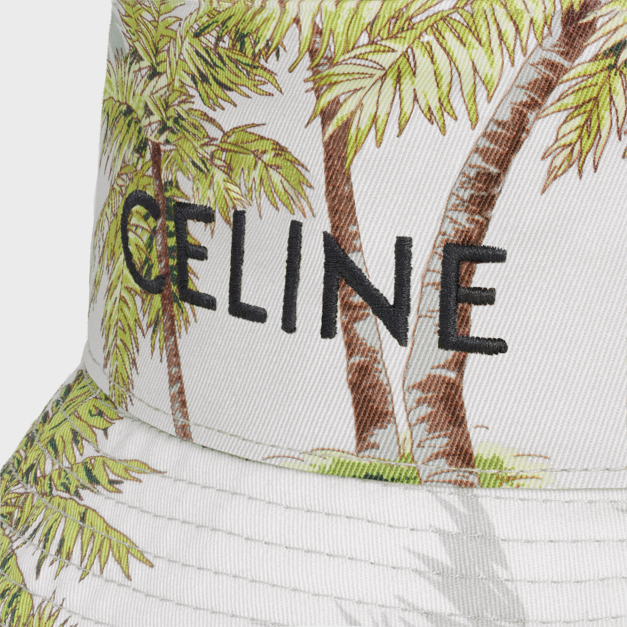 Celine Bucket Hat With Drawstring In Cotton Gabardine In Multicolor