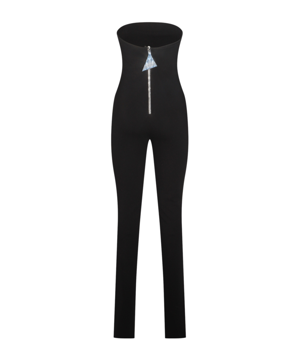 Attico Bustier Jersey Jumpsuit In Black