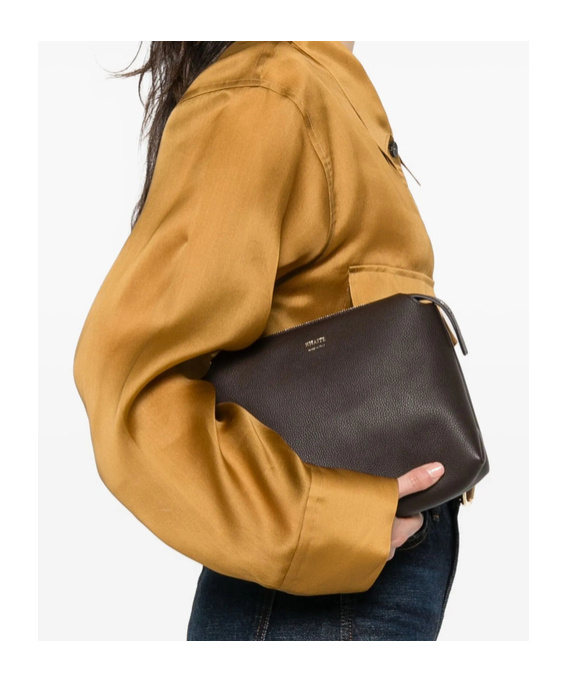 Khaite Lina Zip-top Leather Shoulder Bag In Brown