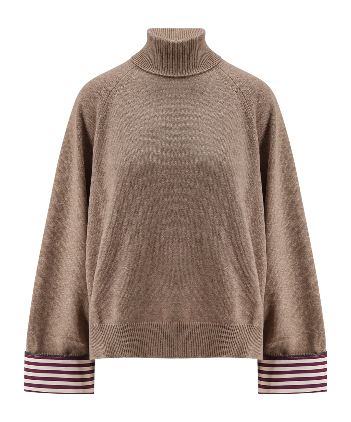Brunello Cucinelli Women Turtleneck Sweater With Shiny Shirt Details
