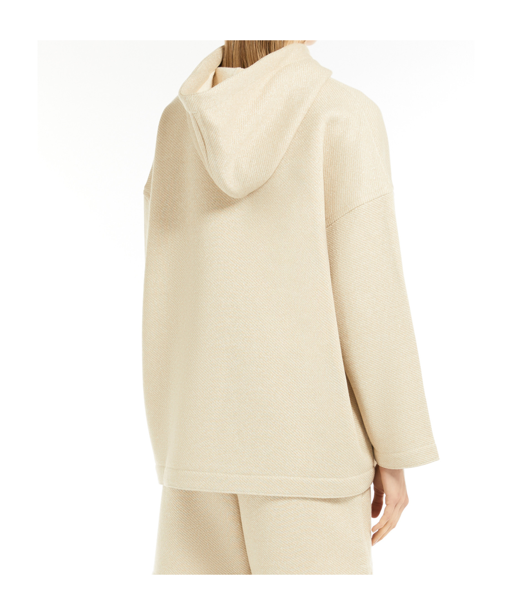 Max Mara Wool And Cashmere Knit Hoodie With Dropped Shoulder In Nude
