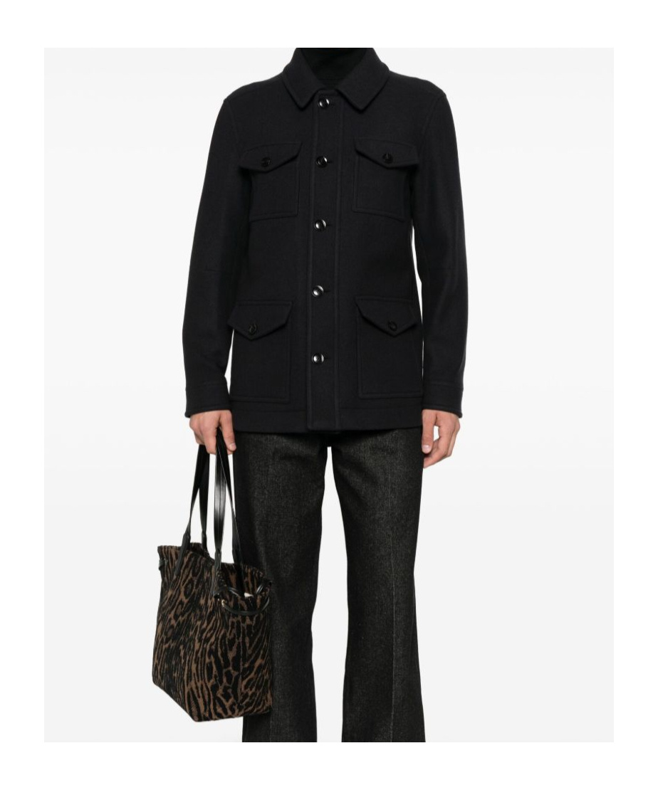 Tom Ford Four Pocket Collared Twill Jacket In Black