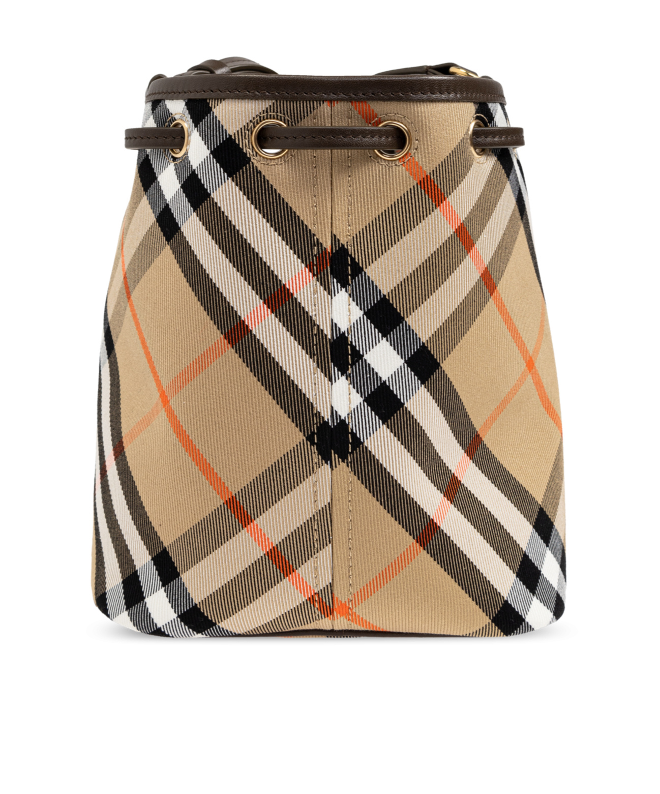Burberry Medium Bucket Bag With Check Pattern In Brown