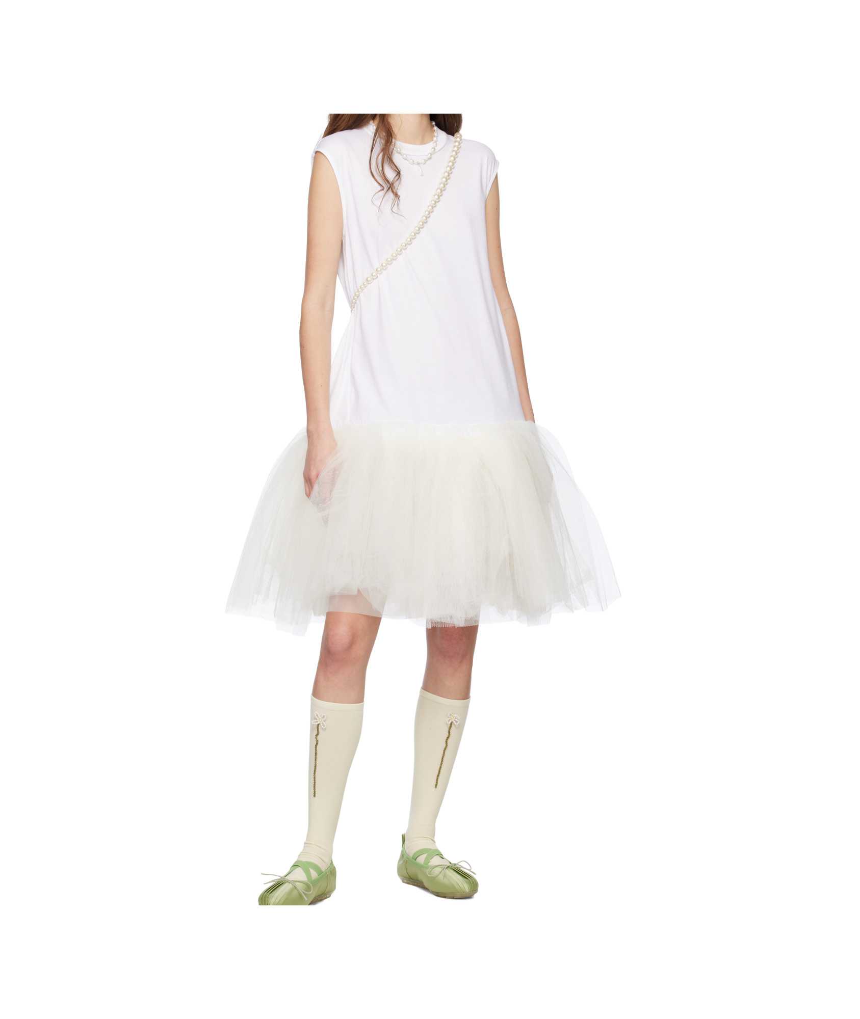 Simone Rocha White Relaxed Ballet Tutu Midi Dress In White