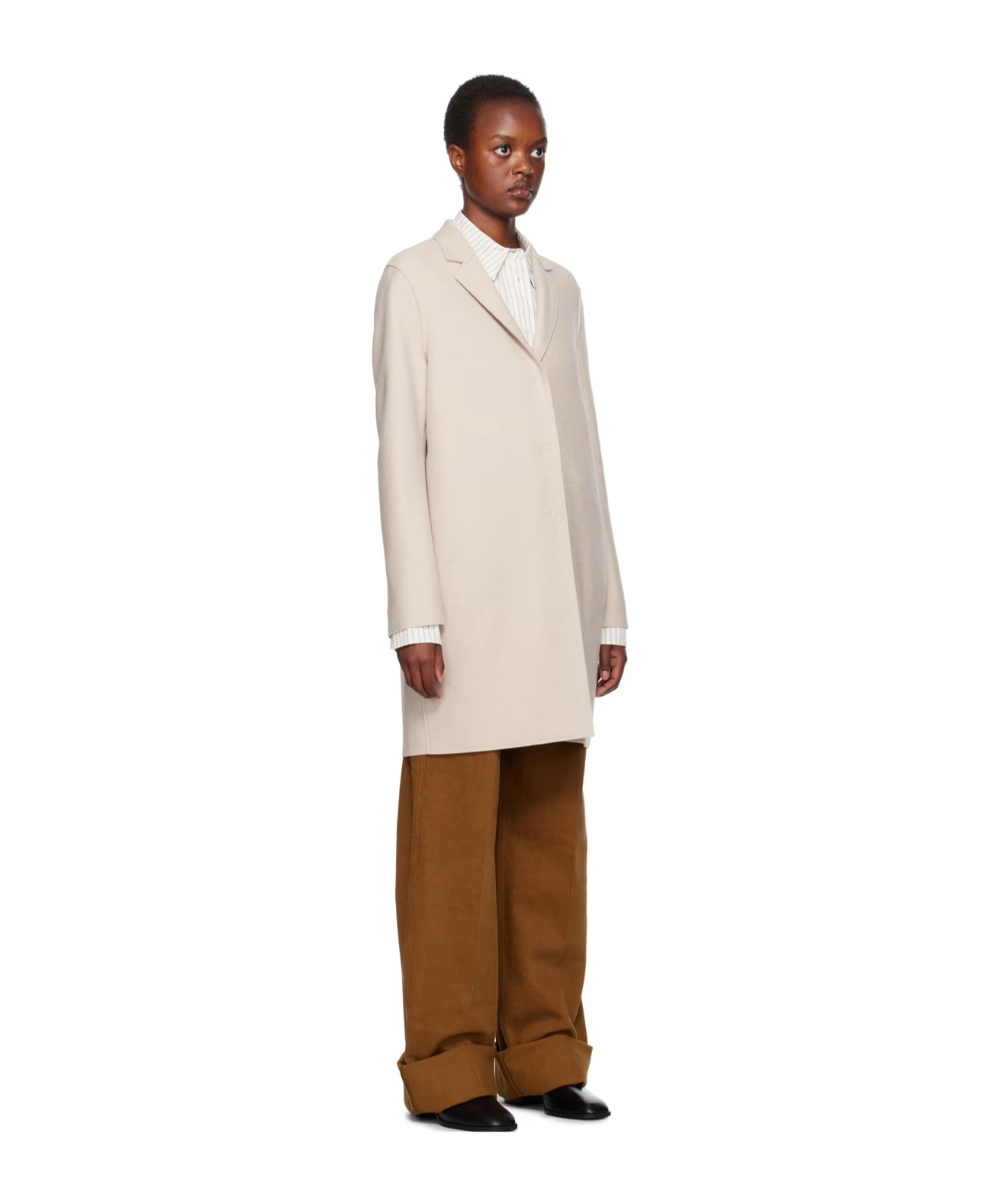 Harris Wharf London Notched Lapel Coat In Nude