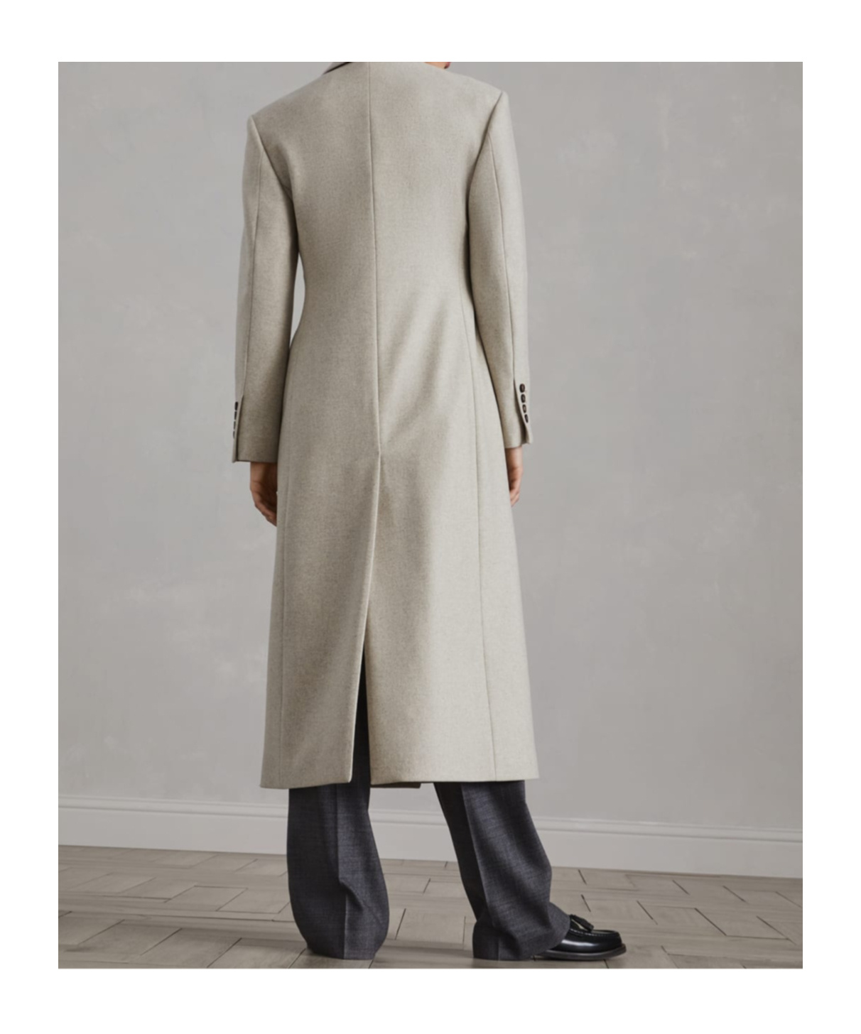 Brunello Cucinelli Wool Coat Peak Lapels In Nude