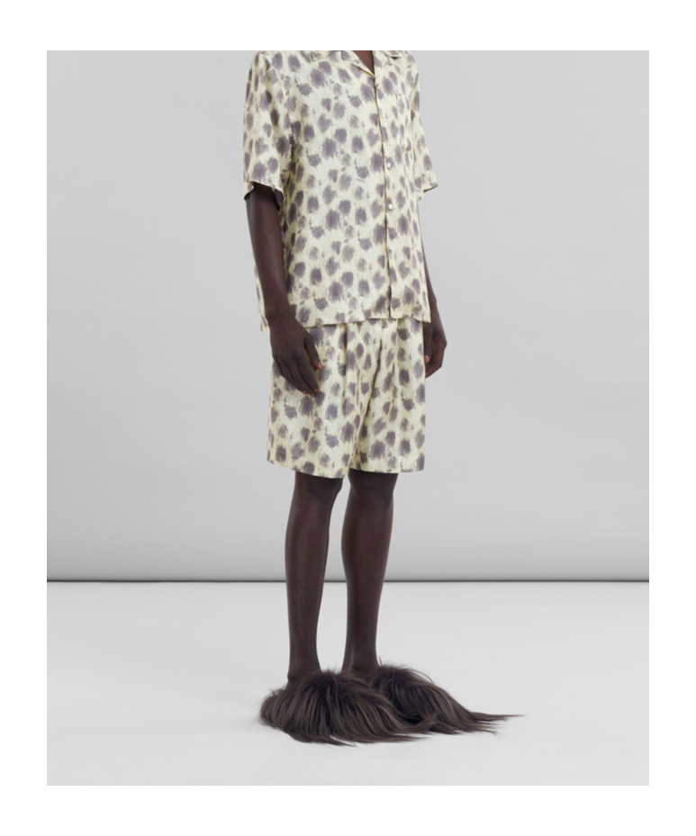Marni Printed Silk Bermuda Shorts In Nude