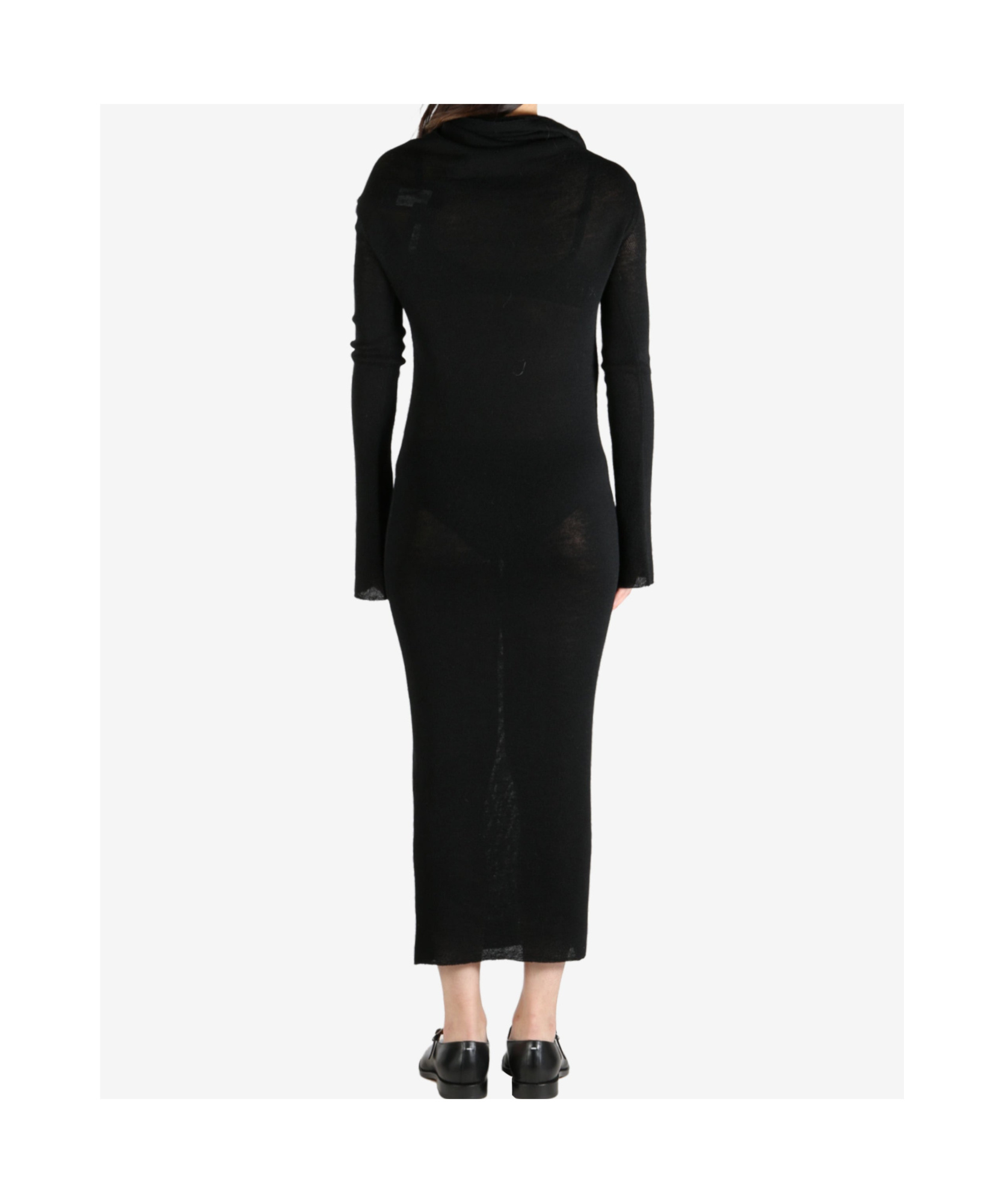 Ann Demeulemeester High Neck Dropped Shoulder Knitted Dress In Black