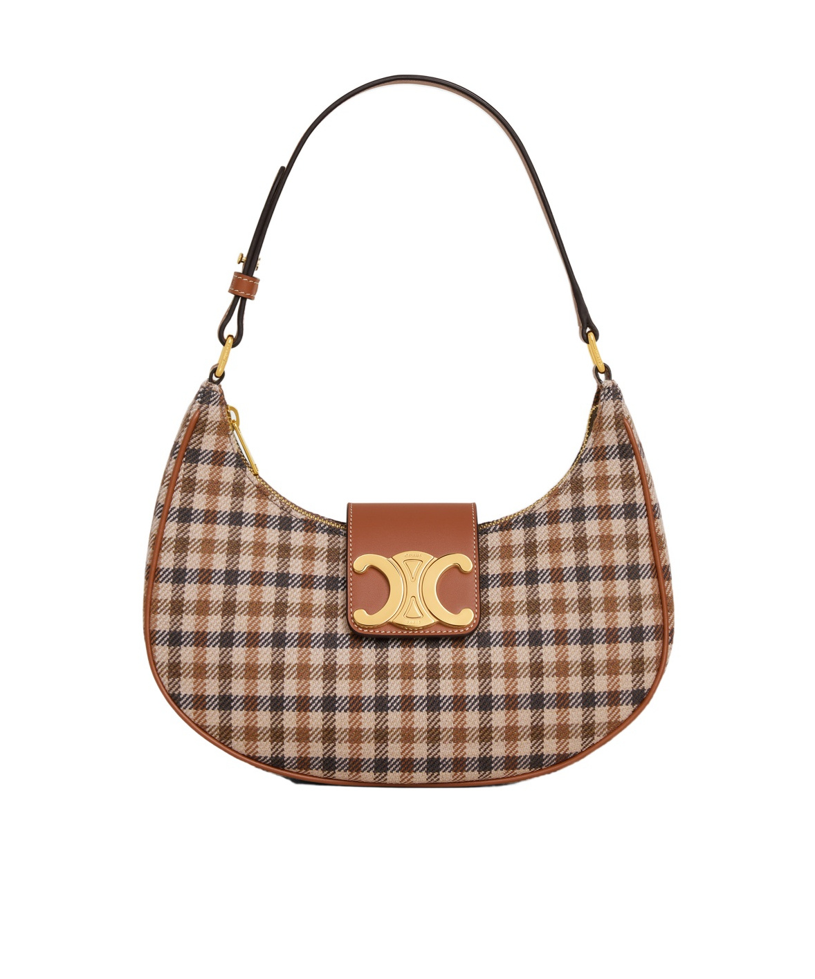 Celine Medium Ava Trimphe Checked Handbag In Brown