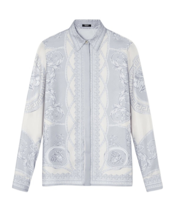 Versace Women's Printed Silk Shirt In White