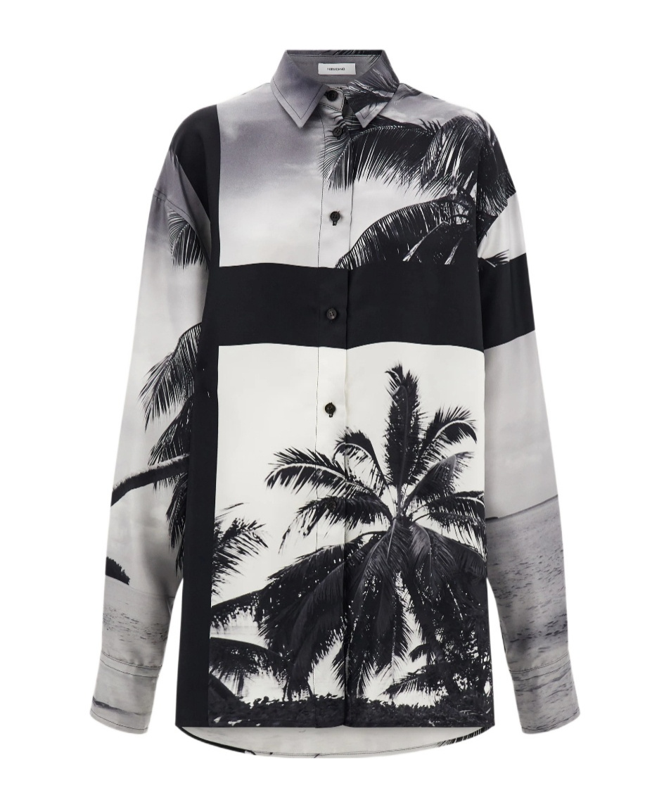 Ferragamo Oversize Shirt With Trinidad Print In Multi