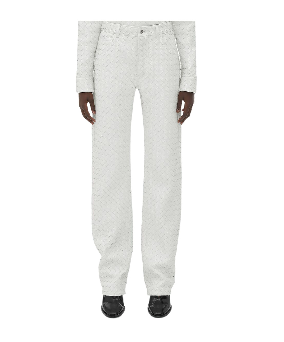 Bottega Veneta Intreciato Patterned Casual Pants In White